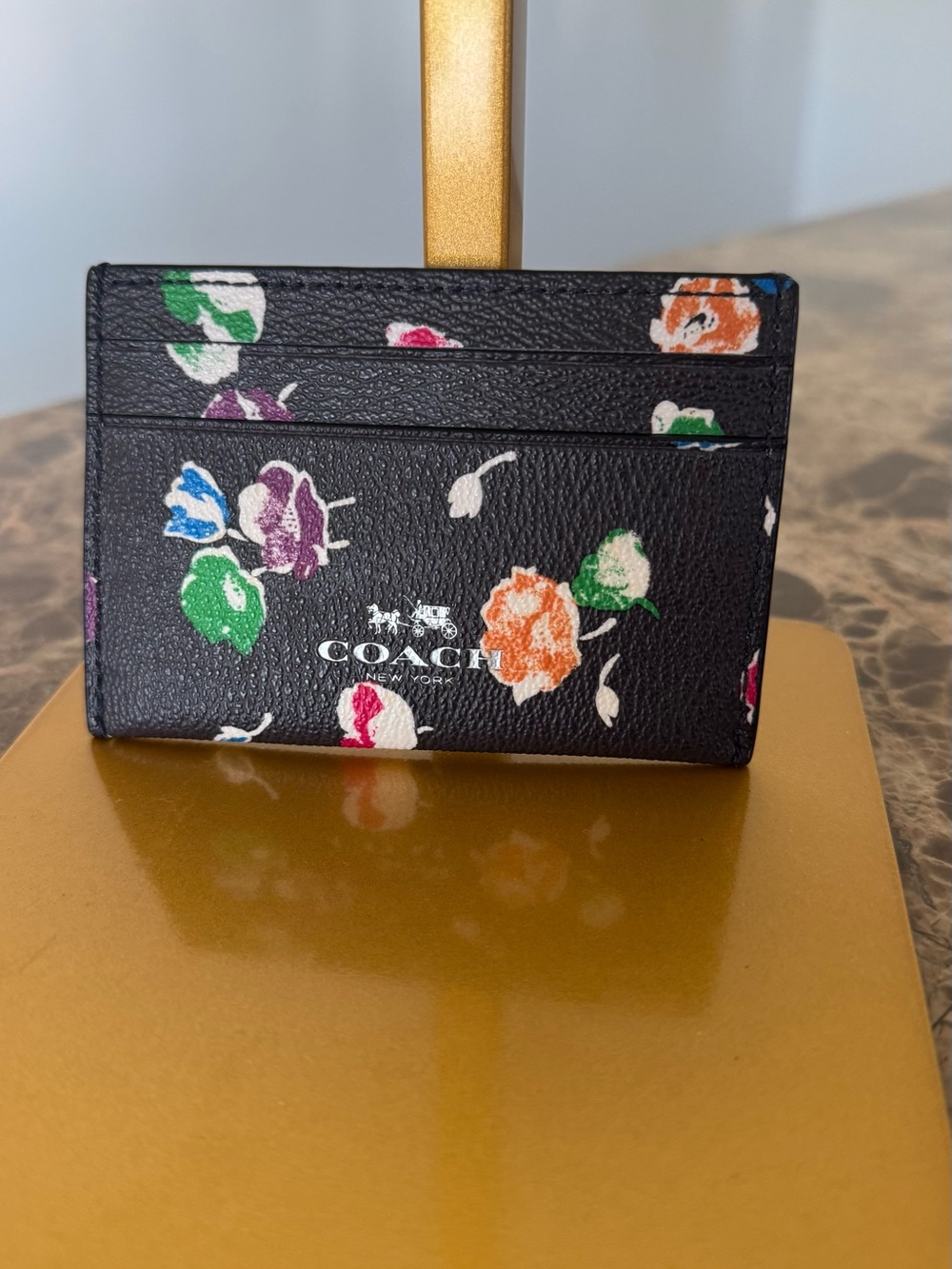 Coach - Black Floral Card Holder
